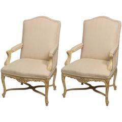 Pair of French Regency Style Armchairs 1
