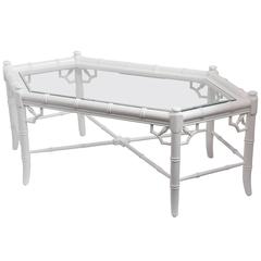 Vintage Faux Bamboo White Coffee Table
