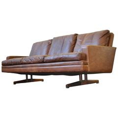Fredrik Kayser Leather and Rosewood Sofa 9