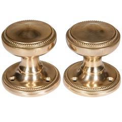 Reclaimed Solid Brass Beaded Door Knobs