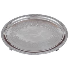 Tiffany and Co, Silver-Soldered Oval Footed Tray, Dated 1957