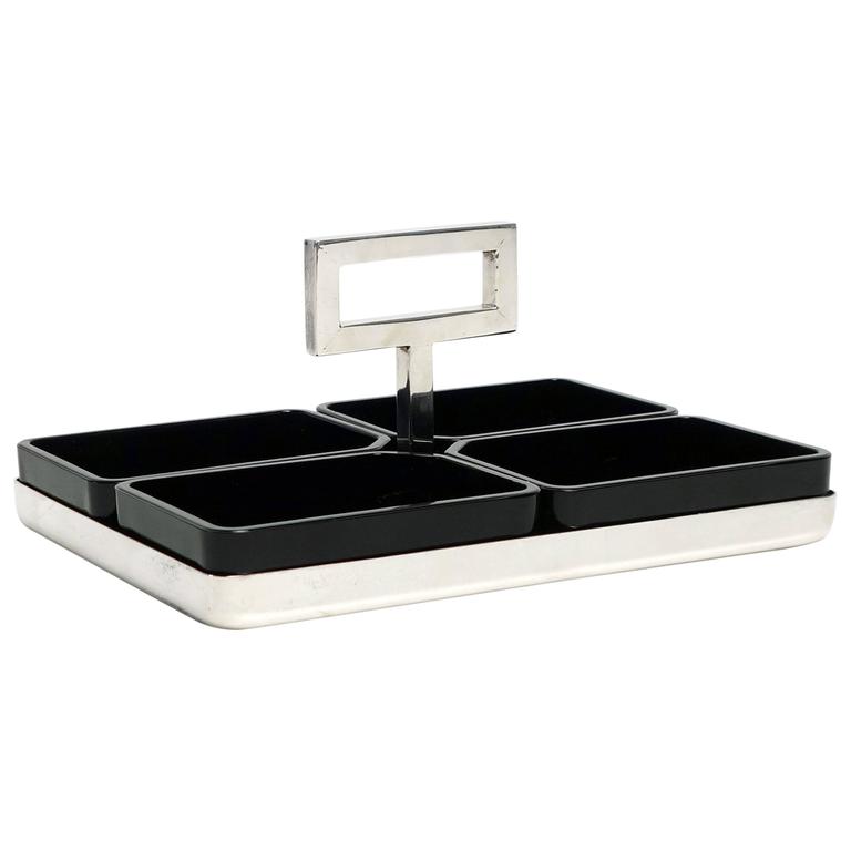 Silver Serving Tray With Gl Inserts By Cleto Munari For At Silver Serving Tray With Gl Inserts By Cleto Munari For