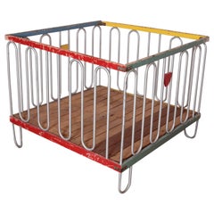 Streamline Modernist Art Deco Collapsible Playpen or Crib after Gilbert Rohde