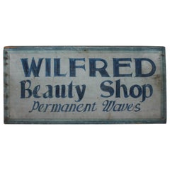 Early Original Blue Painted Beauty Shop Trade Sign