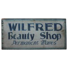 Early Original Blue Painted Beauty Shop Trade Sign 7