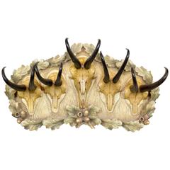 Austrian 19th Century Chamois Grouping on Hand-Carved Italian Painted 
Gilded