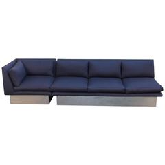 Milo Baughman for Thayer Coggin Sofa and Chair Sectional on Chrome Base