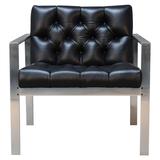 Flat Bar Chair with Button Tufted Leather