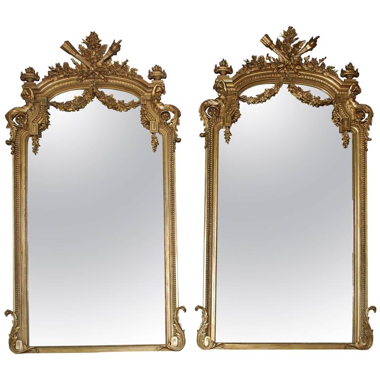 Pair Of 19th Century Large Gold Gilded Mirror At 1stdibs Pair Of 19th Century Large Gold Gilded Mirror For