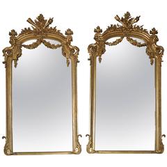 Pair of 19th Century Large Gold Gilded Mirror