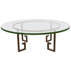 French Modern Gilt Iron and Glass Low Table, Style of Jean Royère 3