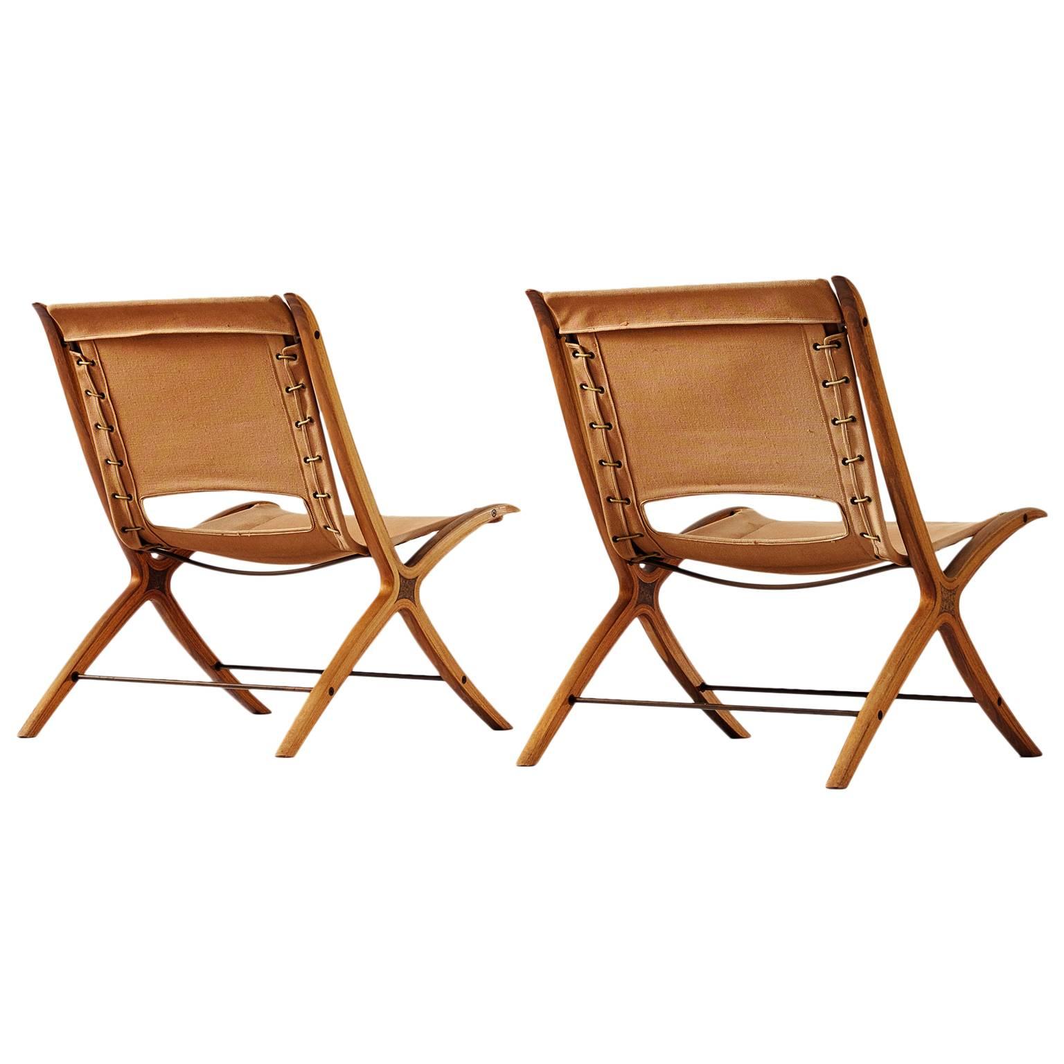 Pair of 'X' Chairs by Peter Hvidt and Orla Mølgaard Nielsen For Sale at