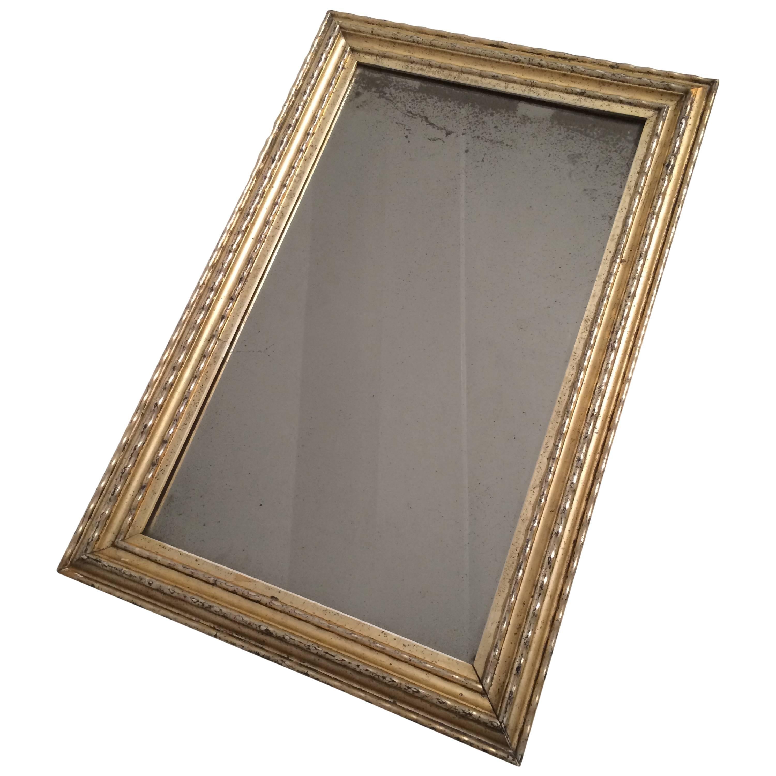 19th Century Silver Gilt Ripple Frame with Antique Mirror For Sale