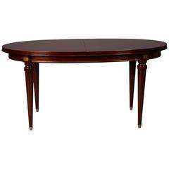 French Mahogany Louis Philippe Table with Butterfly Leaf and Brass Trim