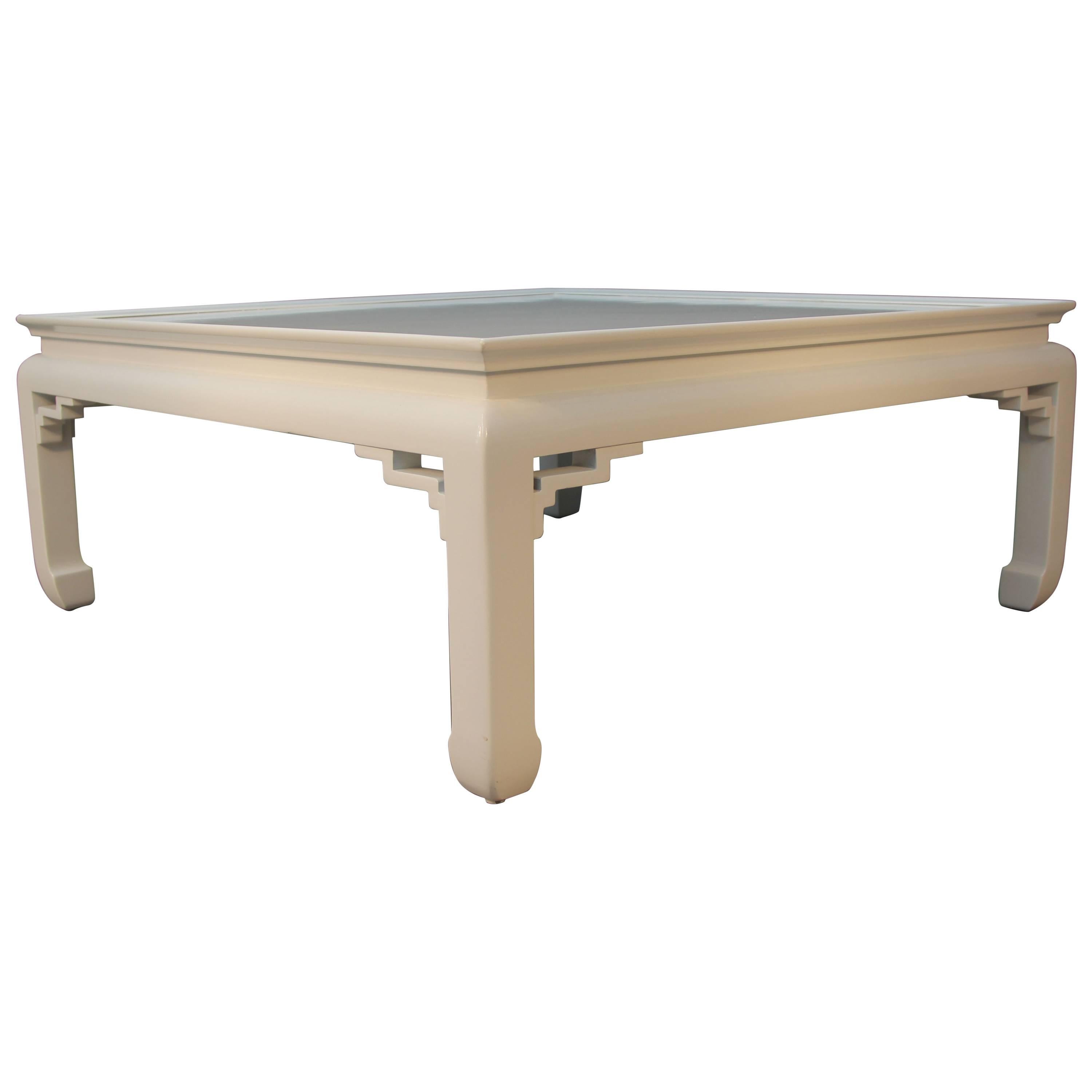 White Lacquered Asian Coffee Table For Sale