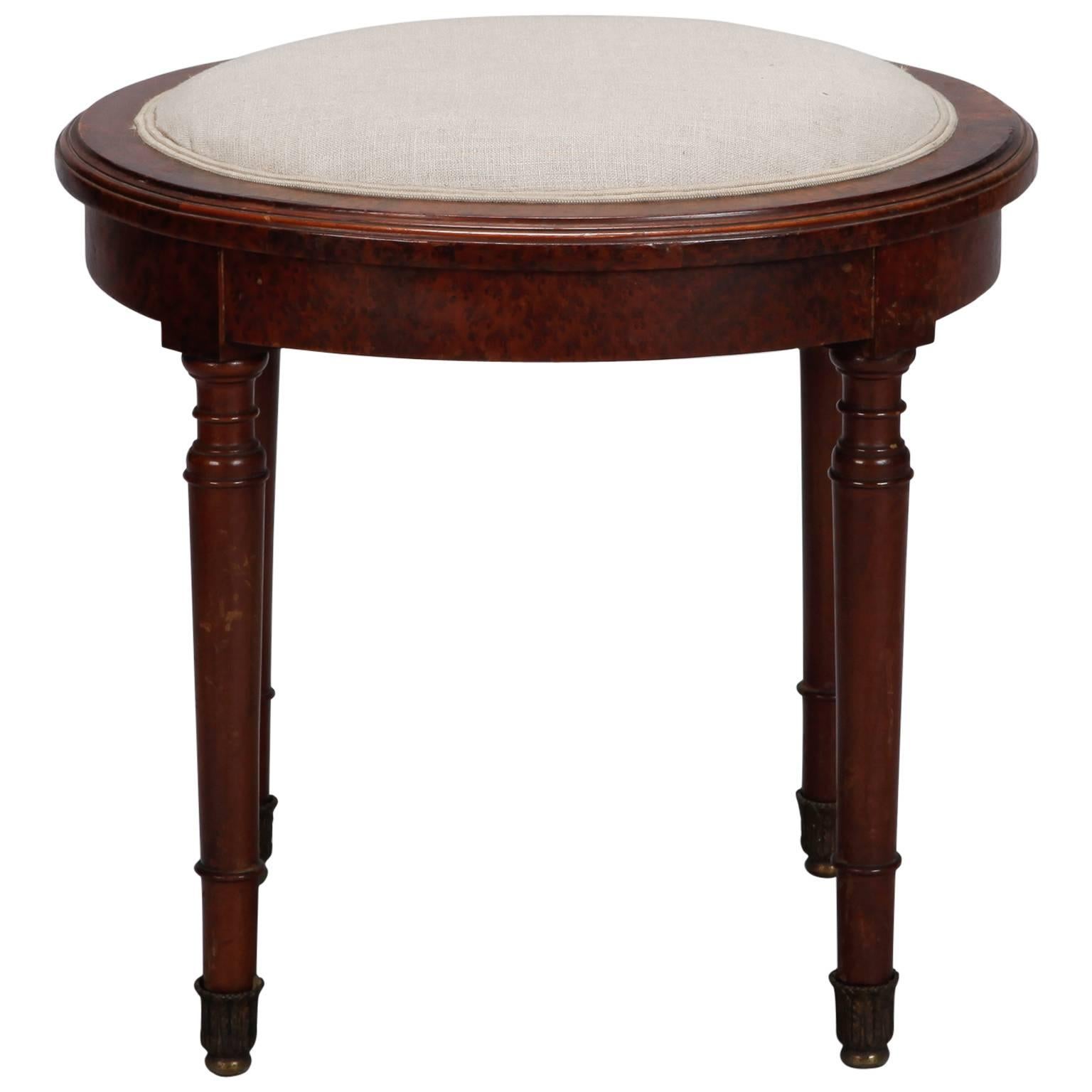 Round English Burr Walnut Stool