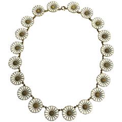 Vintage Anton Michelsen Daisy Necklace in Gilded Sterling Silver and Enamel