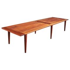 Danish Teak Slat Bench by George Tanier