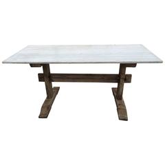 19th Century Marble French Trestle Table