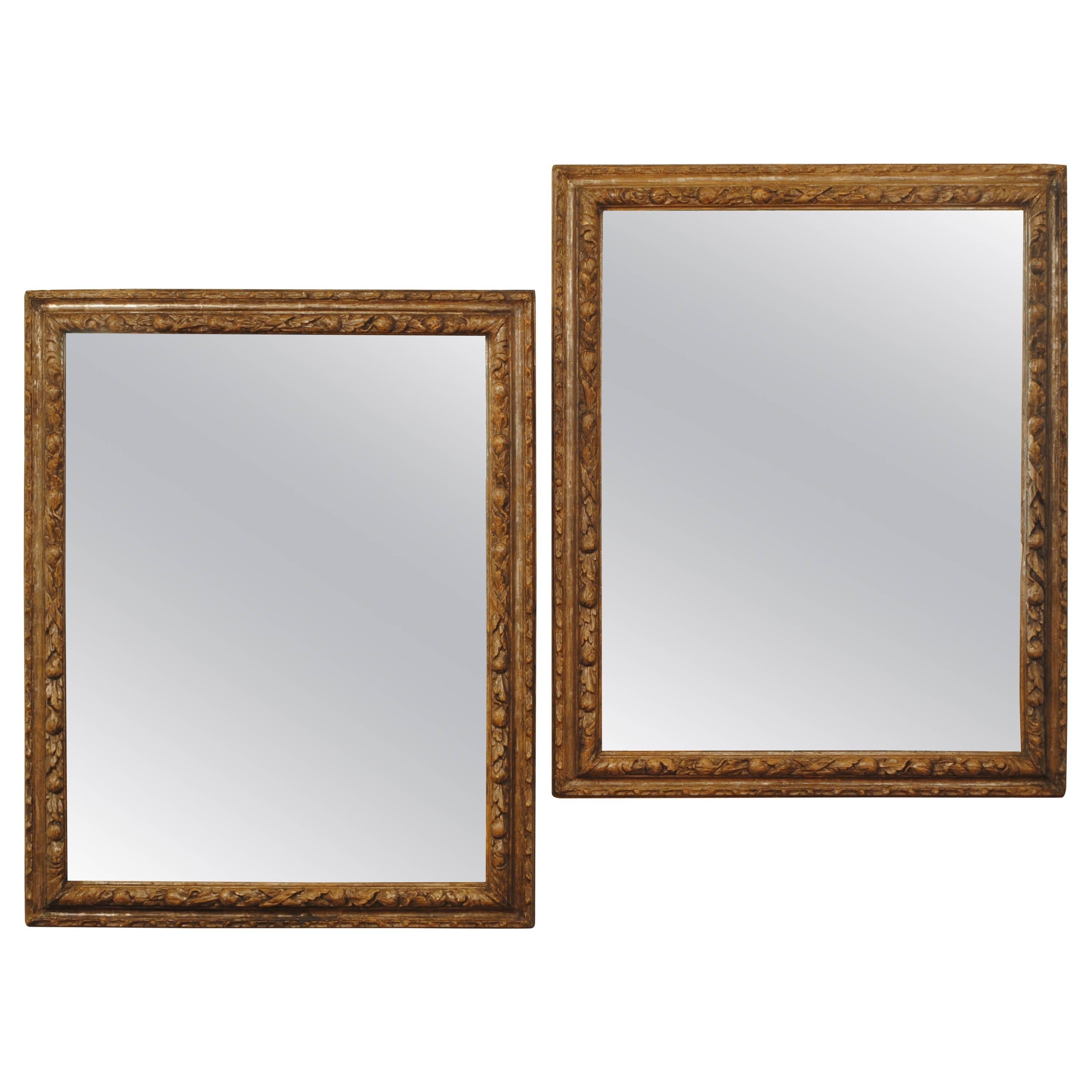 Pair of Italian Late Baroque Carved Silver Gilt Frames as Mirrors