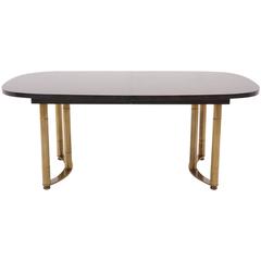 Harvey Probber Expandable Burl Dining Table with Cast Brass Base