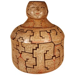 Vintage Mid-20th Century Shipibo South American Double Faced Figurative Ceramic Pot