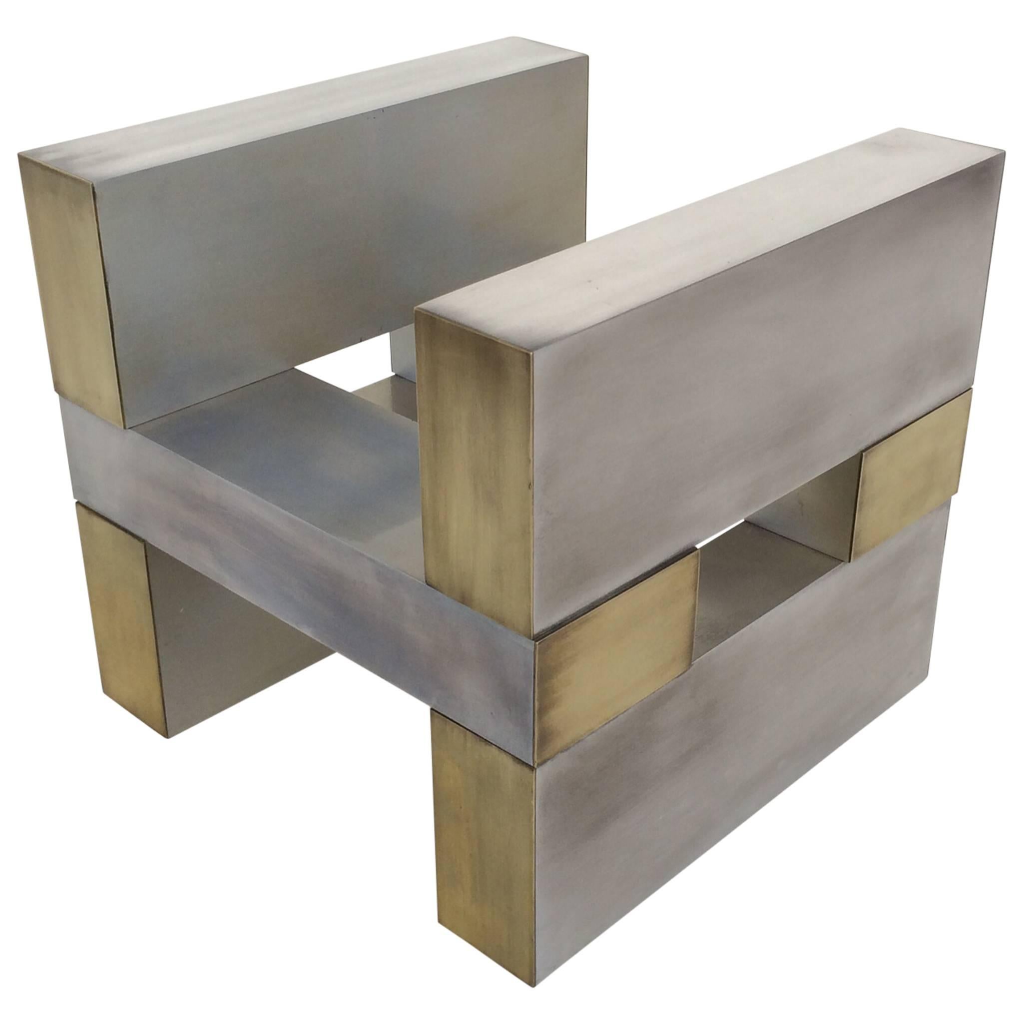 Aluminum and Brass Cocktail Table Base by Paul Mayen for Habitat For Sale