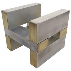 Aluminum and Brass Cocktail Table Base by Paul Mayen for Habitat 4