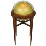 Replogle Illuminated Glass Globe on Mahogany Articulated Stand, circa 1940s
