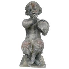 Antique English Lead Garden Figure of a Faun
