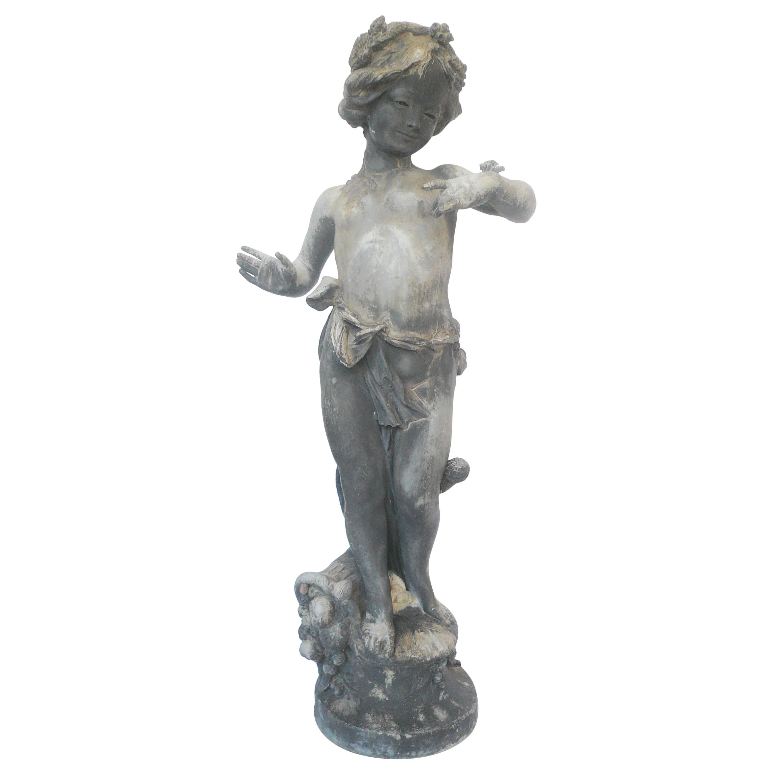 English Lead Garden Figure of 'Summer, ' circa 1900, Signed Bromsgrove Guild