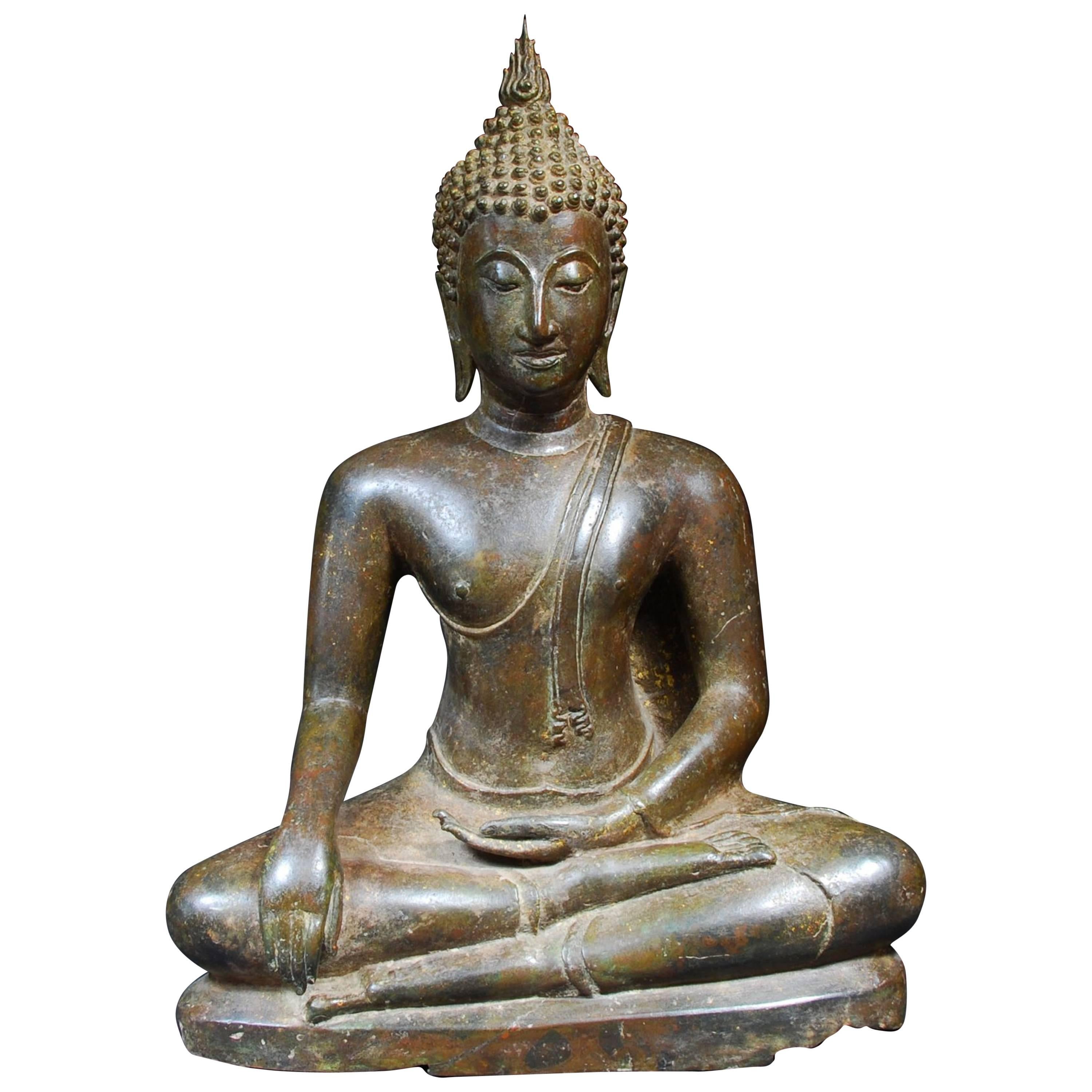18th Century Bronze Northern Sukhothai Style Buddha from Thailand