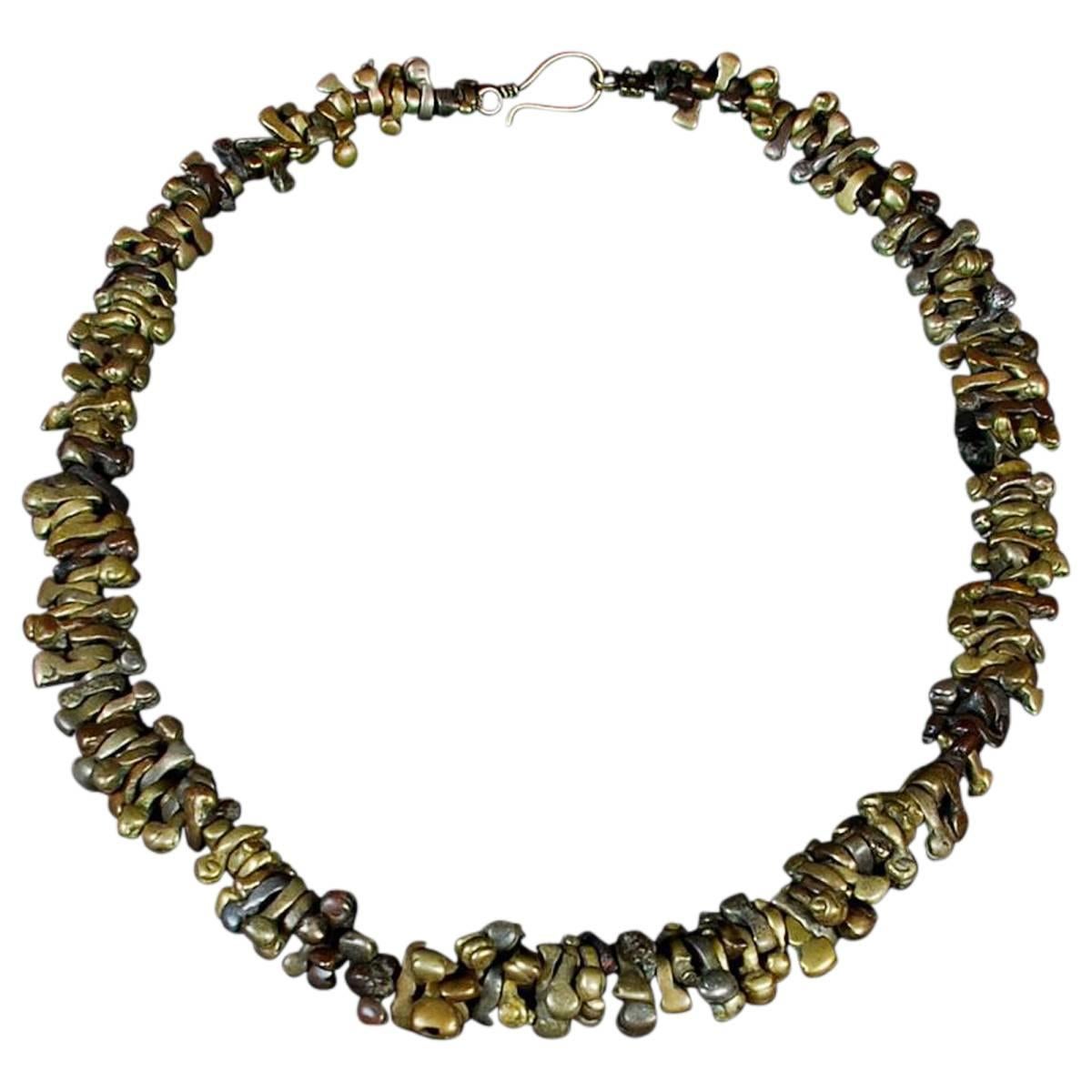 Bronze Necklace of 18th and 19th Igbo Bug Beads from Nigeria Africa Jewelry