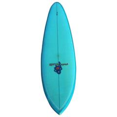Plastic Fantastic Solid Turquoise Blue, Short Board Surfboard Circa 1970s 