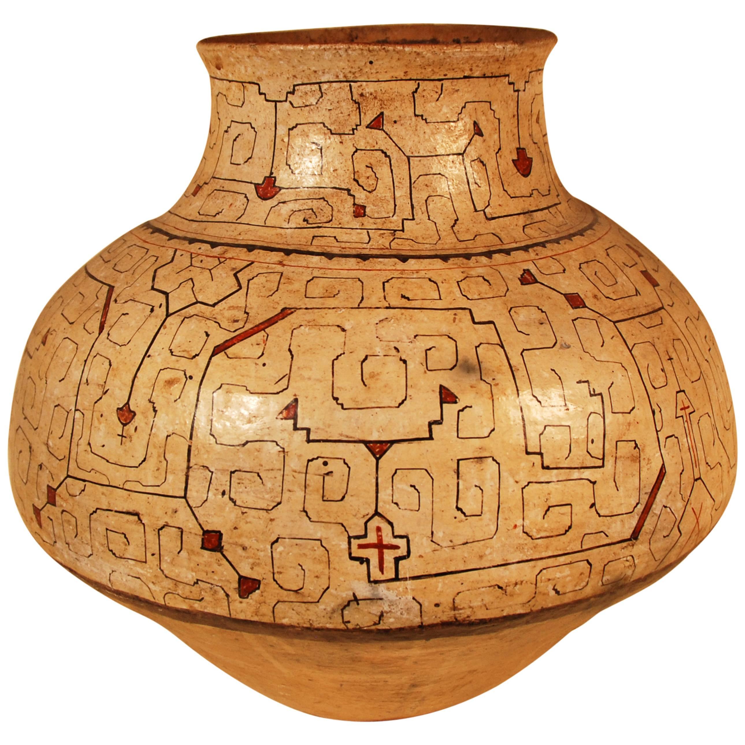 Mid-20th Century Large Tribal Ceramic Pot, Shipibo Culture Peruvian Amazon