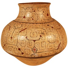 Vintage Mid-20th Century Large Tribal Ceramic Pot, Shipibo Culture Peruvian Amazon
