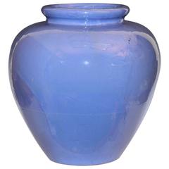 Used Huge Zanesville Pottery for Nowalk, CT Old Pot Shop Periwinkle Blue Urn Vase