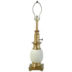 Stiffel Porcelain and Brass Ostrich Egg Table Lamp