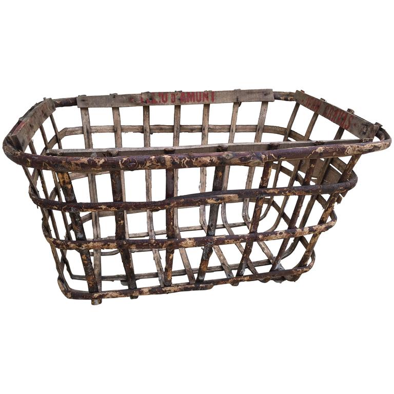 French, Handcrafted, Birch Bentwood Basket from 17th Century Basque Manor at 1stDibs