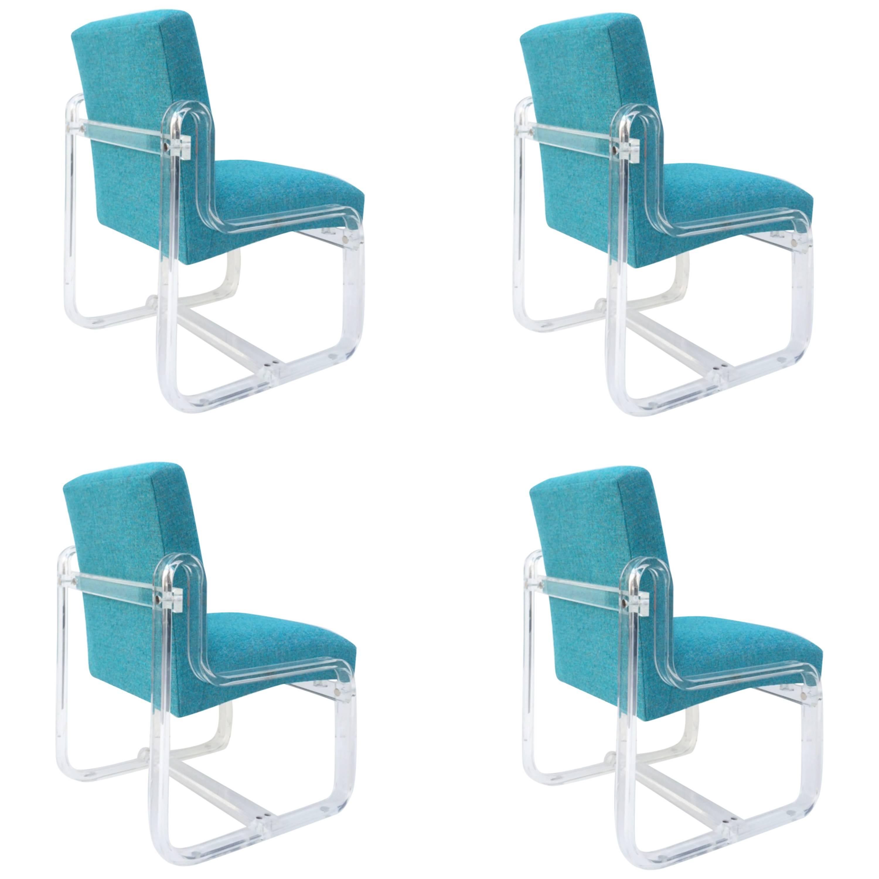 Ensemble de quatre chaises de salle à manger en acrylique par Vivid en vente
