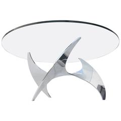 Polished Aluminum and Glass Cocktail Table by Knut Hesterberg for Ronald Schmitt