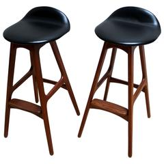 Pair of Erik Buck Teak Barstools for OD Mobler