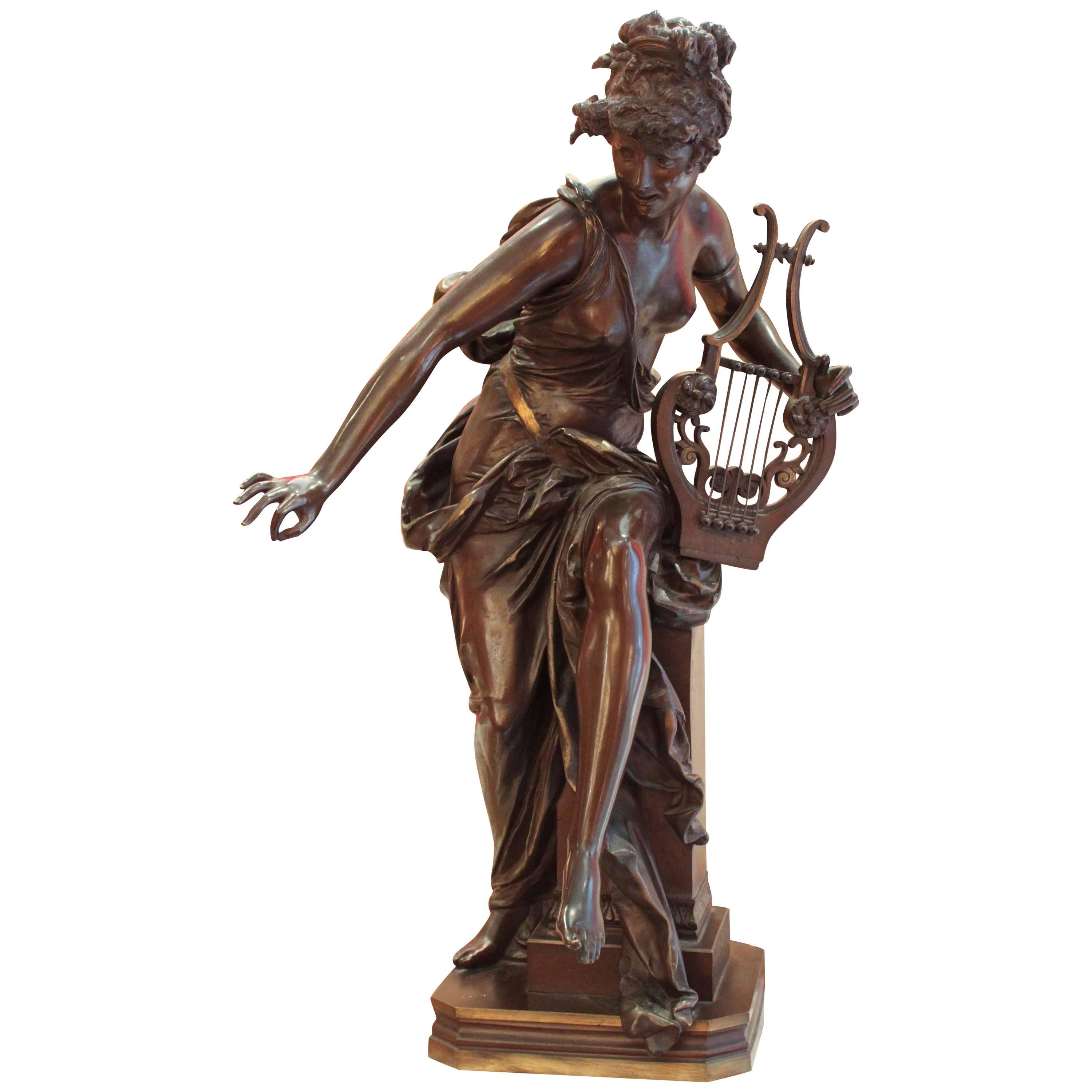 Le Melodie Bronze Sculpture by Albert Ernest Carrier-Belleuse For Sale
