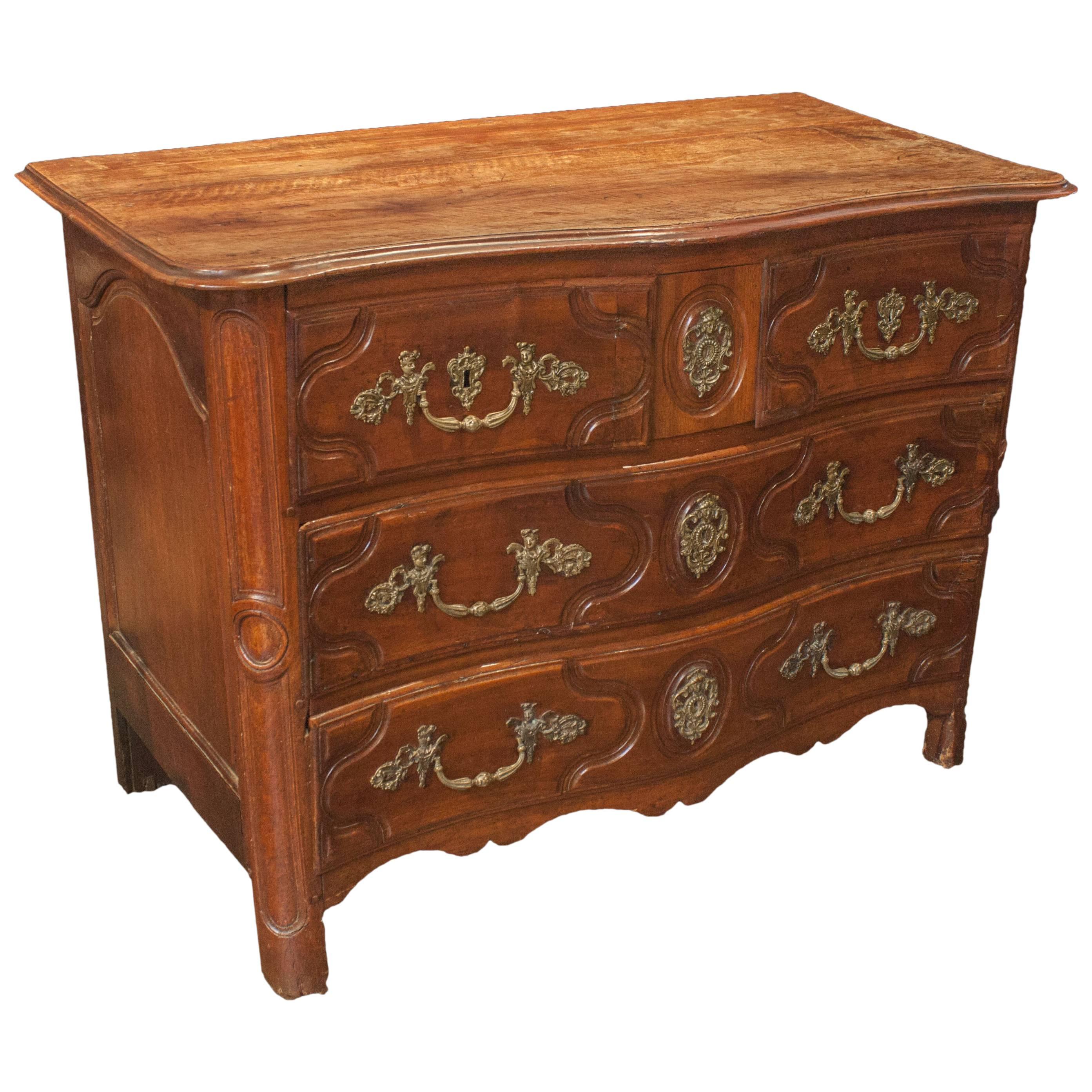 18th Century Carved Walnut Louis XV Commode For Sale