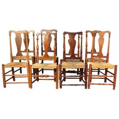 Set of Eight Early CT Country Queen Anne Chairs 10