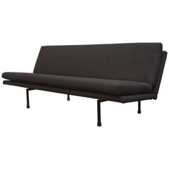 Vintage French Industrial Modern Sleeper Sofa in New Noir Upholstery