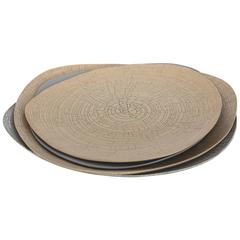 Rina Menardi Handmade Ceramic Crackled Triangular Bowls and Plate 3