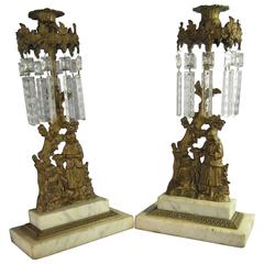 Pair of Brass and Crystal Girondoles