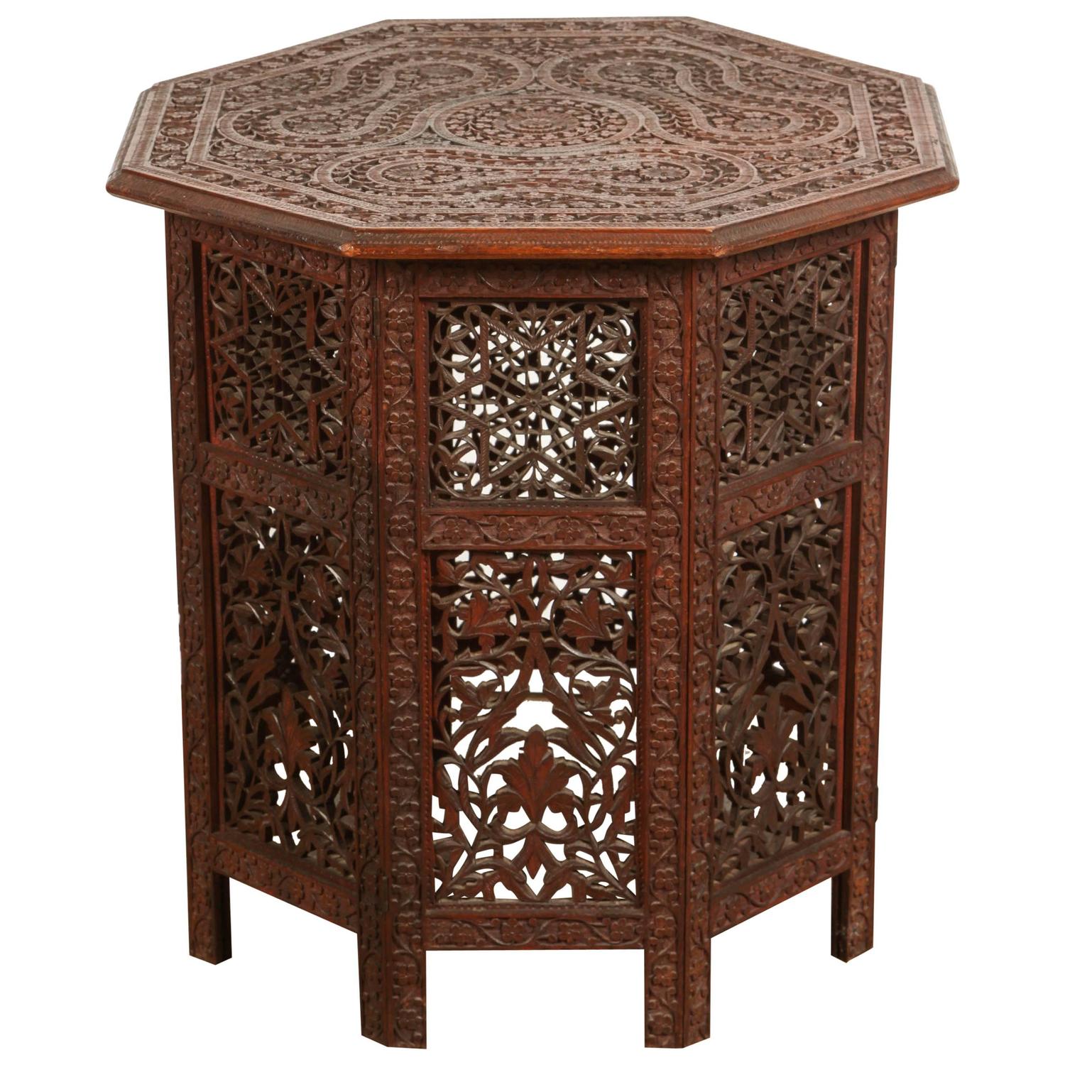 Finely Carved Syrian Octagonal Table at 1stdibs