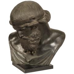 Vintage Bronze Bust of the God Zeus